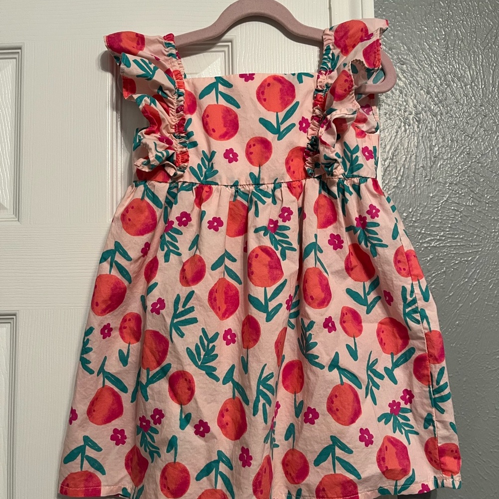 Carter's Pink Peach Print Ruffle Strap Dress 4T